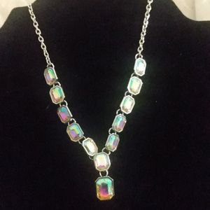 Iridescent oils spill necklace
